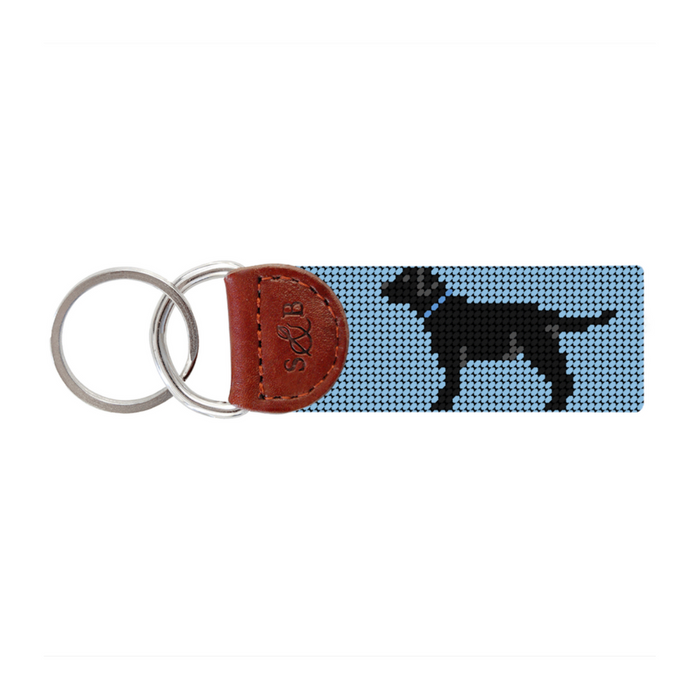 Carolina Blue Black Dog Fob Style Needlepoint Keychain - Main View - Smathers & Branson