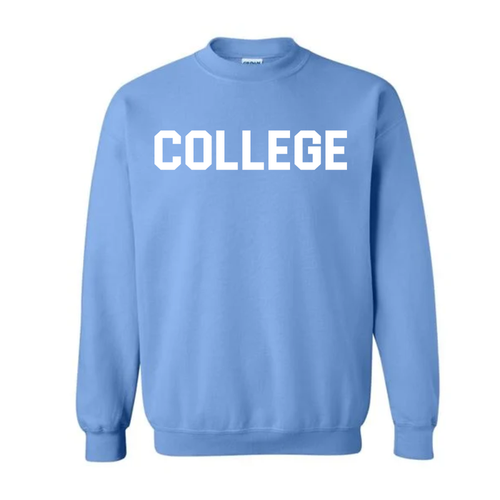 Carolina Blue Classic COLLEGE Crewneck Sweatshirt - Main View - Shrunken Head