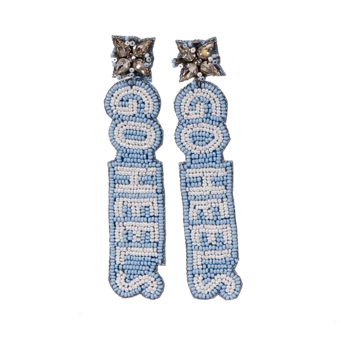 Carolina Blue Go Heels Beaded Earrings by Desden - Main View - Desden