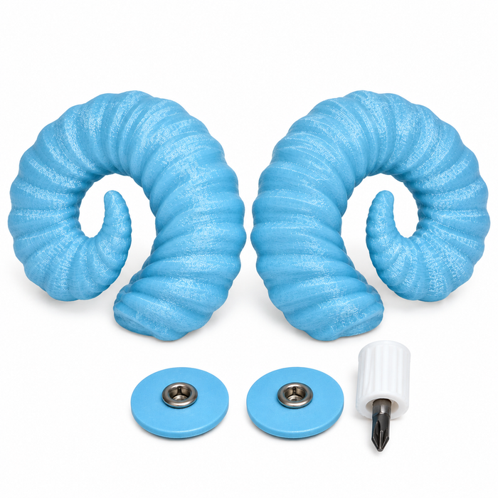 Carolina Blue Ram Horns Hat Accessory for North Carolina Game Day - Main View - Mystery Mutt Design