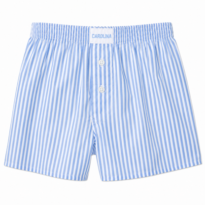 Carolina Blue Seersucker Women's Shorts with UNC Logo - Main View - ZooZats