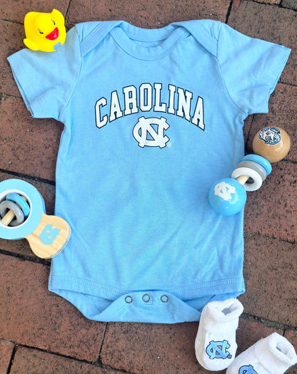 Carolina Tar Heels Basic Blue Onesie for UNC Baby Fans - Detail View - Garb