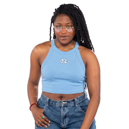 Carolina Tar Heels Blue Embroidered Logo Halter Top - Detail View - ZooZats