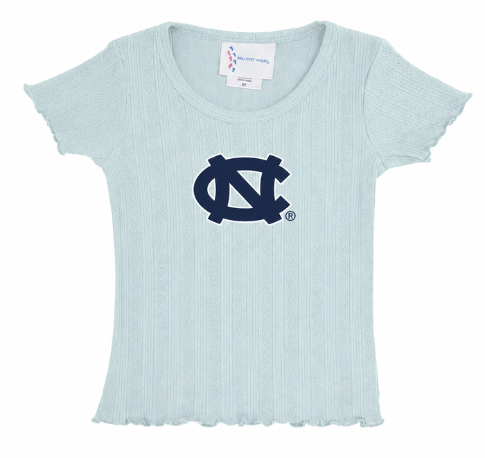 Carolina Tar Heels Toddler Tee with Ruffles - Main View - Two Feet Ahead