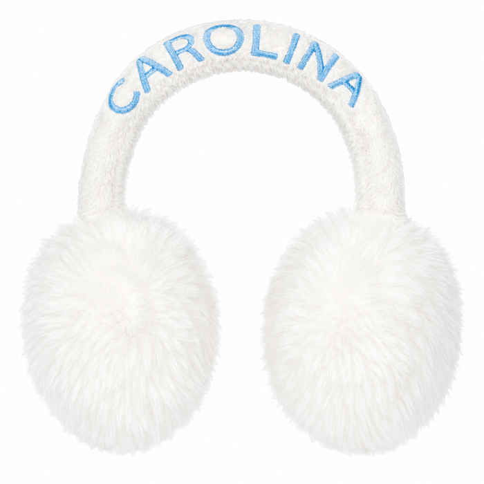 Carolina Tar Heels White Winter Fluffy Earmuffs - Main View - ZooZats