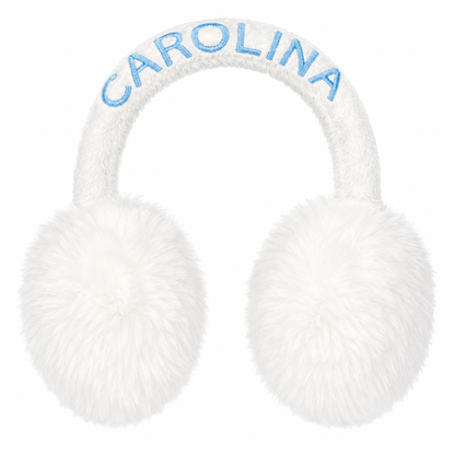 Carolina Tar Heels White Winter Fluffy Earmuffs - Main View - ZooZats