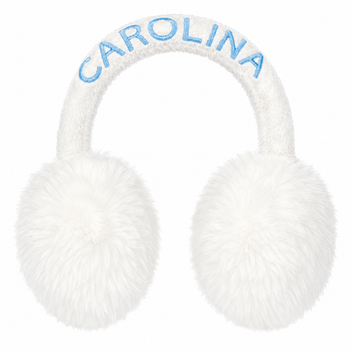 Carolina Tar Heels White Winter Fluffy Earmuffs - Main View - ZooZats