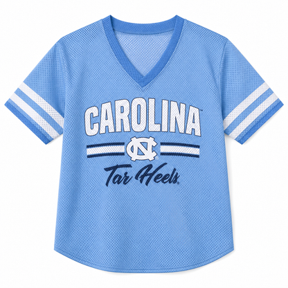 Carolina Tar Heels Women's Football Jersey V-Neck Top - Main View - ZooZats