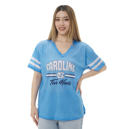 Carolina Tar Heels Women's Football Jersey V-Neck Top - Main View - ZooZats