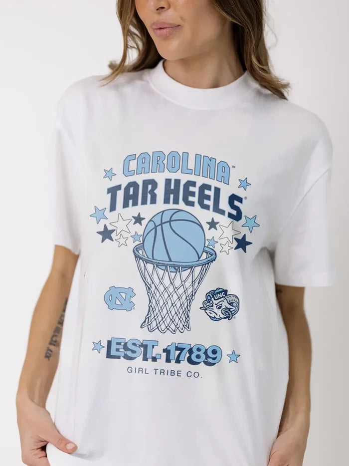 Carolina Tarheel Basketball Tee - Detail View - Girl Tribe Co