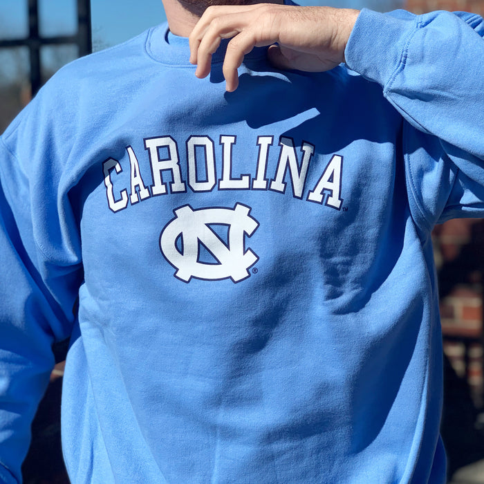 Carolina UNC Basic Blue Crewneck Sweatshirt by Champion - Front View - Champion
