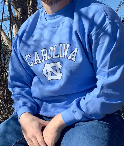 Carolina UNC Basic Blue Crewneck Sweatshirt by Champion - Back View - Champion