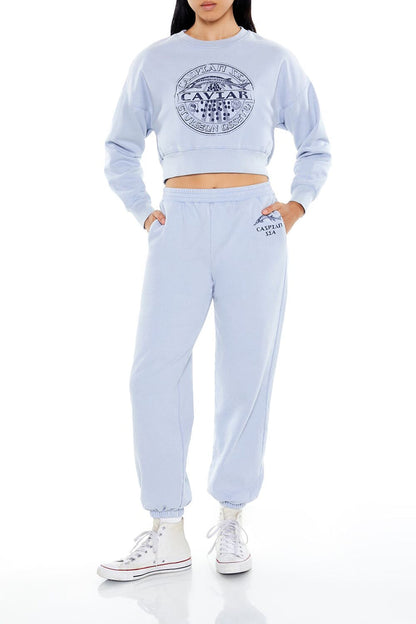 Caviar Graphic Cropped Pullover
