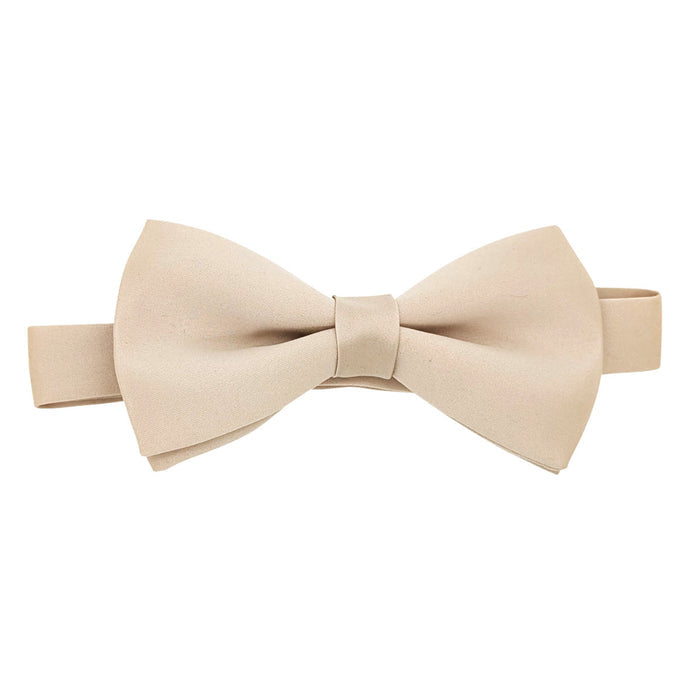 Champagne Bow Tie in pre-tied style, ideal for weddings and formal events. Elegant satin finish with adjustable neck strap.