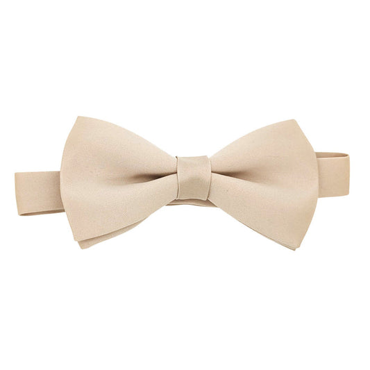 Champagne Bow Tie in pre-tied style, ideal for weddings and formal events. Elegant satin finish with adjustable neck strap.