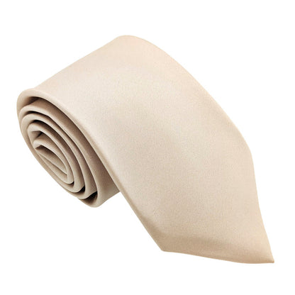 Champagne Wedding Tie rolled neatly, showcasing its smooth satin finish. Ideal wedding accessory from Swagger & Swoon.