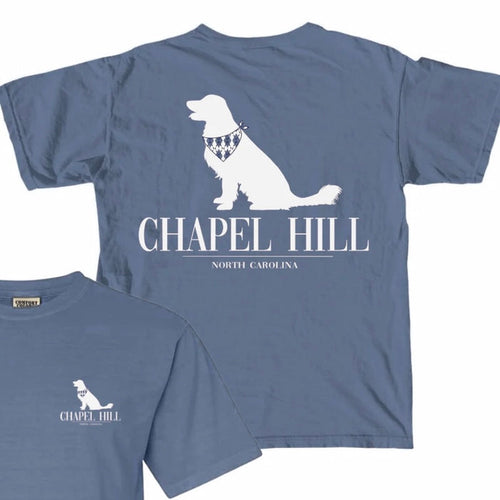 Chapel Hill Dog in Argyle Bandana Comfort Colors T-Shirt - Main View - Shrunken Head