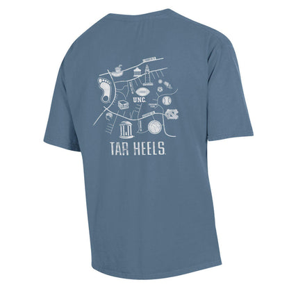 Chapel Hill North Carolina Local Flair UNC Map T-Shirt - Main View - Comfort Wash