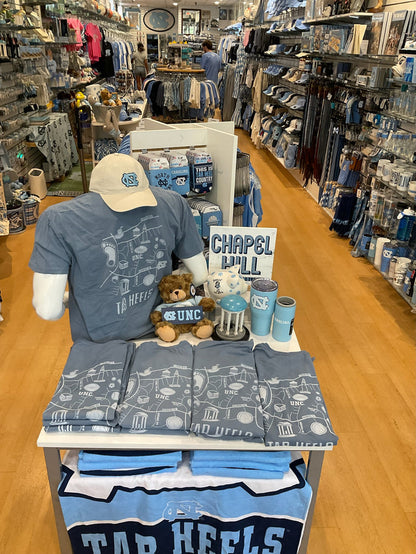 Chapel Hill North Carolina Local Flair UNC Map T-Shirt - Lifestyle View - Comfort Wash