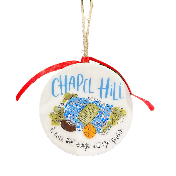 Chapel Hill North Carolina Wooden Christmas Ornament - Main View - Happy By Rachel