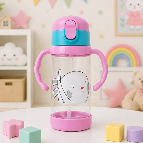 Character - Straw Sippy Cup - Pink & Blue - 380 ML