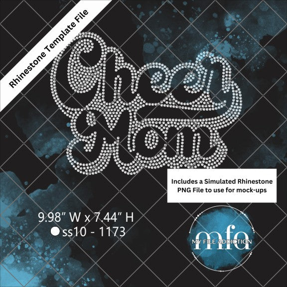 Cheer Mom Retro Rhinestone Template File