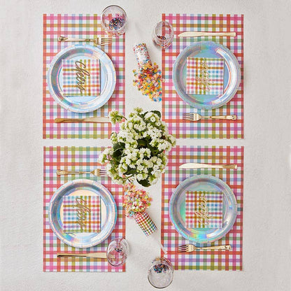 Cheers Gingham Foil Beverage Napkins