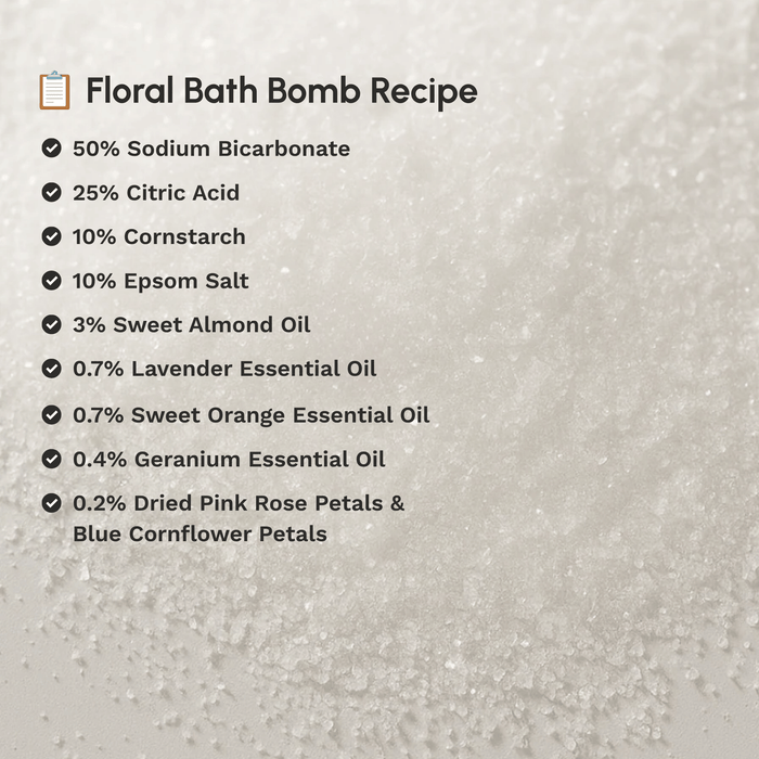 Recipe for making DIY bath bombs using Citric Acid.