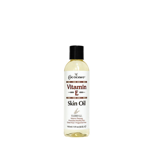 COCOCARE Vitamin E skin oil for face in clear 4 fl oz bottle with black cap moisturizing formula