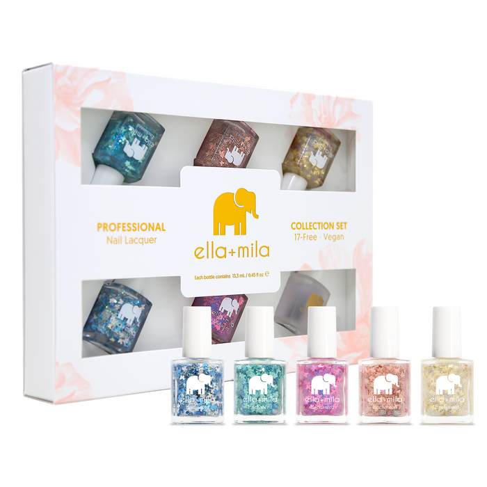 Come Fly With Me 6-pack butterfly glitter nail polish set in its gift box – ella+mila