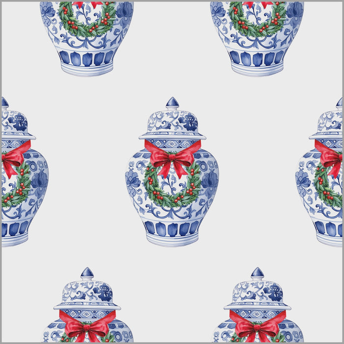 Continuous Roll Gift Wrap | Ginger Jar with Wreath - Main View - WH Hostess Social Stationery
