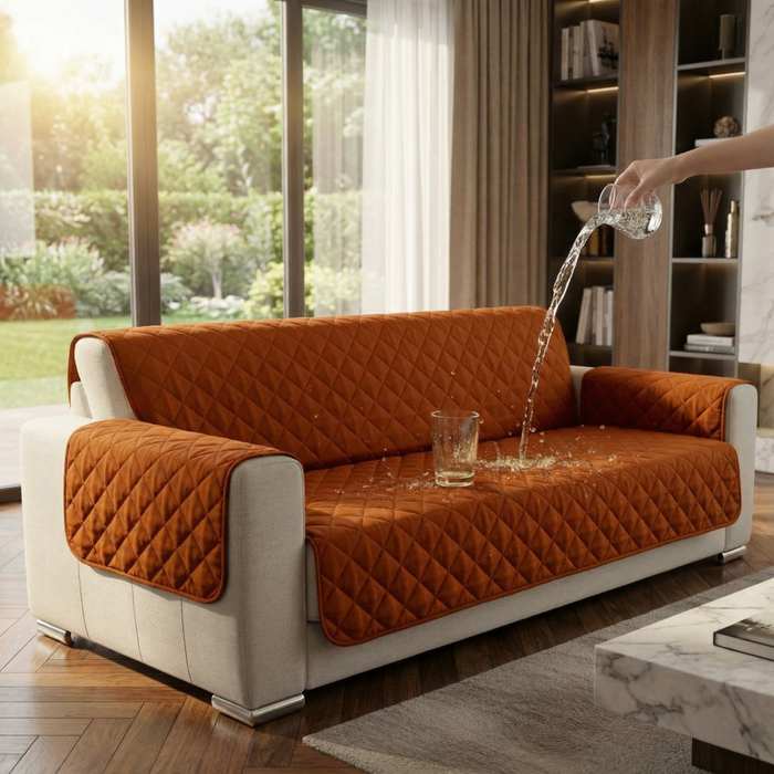 Copper Waterproof Quilted Sofa Cover