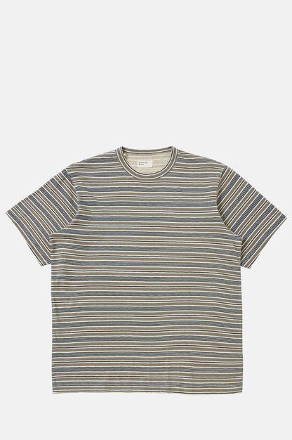 Universal Works Core Tee Stripe Grey.