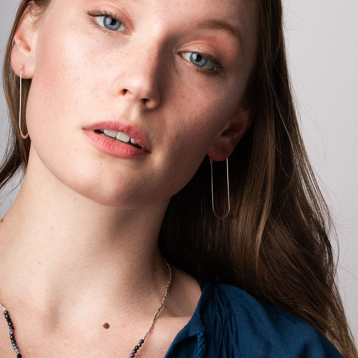 Refined Earring Collection - Cosmic Oval Gold Vermeil Model