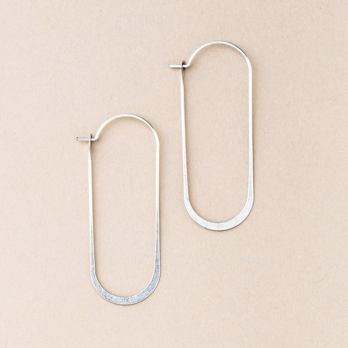 Refined Earring Collection - Cosmic Oval Hoop Earrings (Sterling Silver)