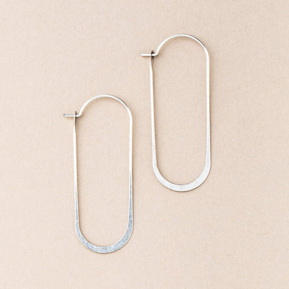 Refined Earring Collection - Cosmic Oval Hoop Earrings (Sterling Silver)
