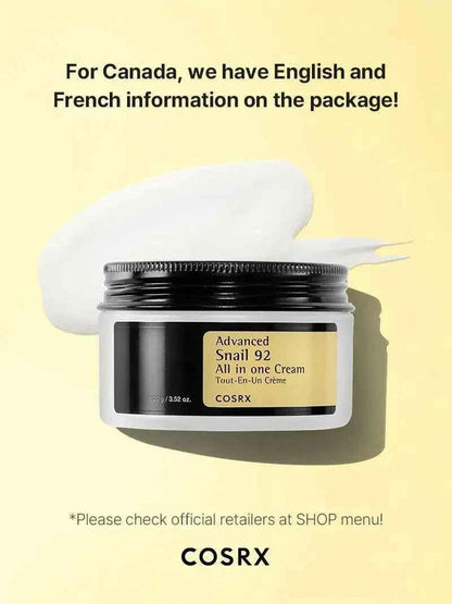 COSRX Advanced Snail 92 All in one Cream 100 gm - DOKAN