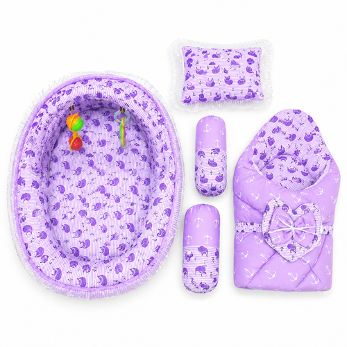 Cotton - 6 Pieces - Snuggle Bed Play Gym - Purple - Anchors - 26