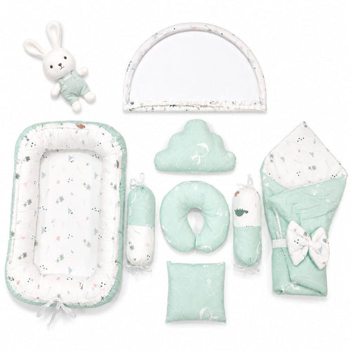 Cotton - 8 Pieces - Snuggle Bed - Light Green - Characters - 26