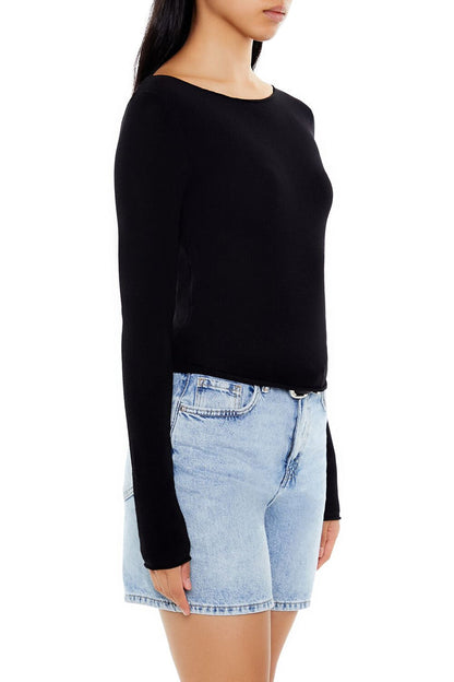 Cropped Boat-Neck Sweater