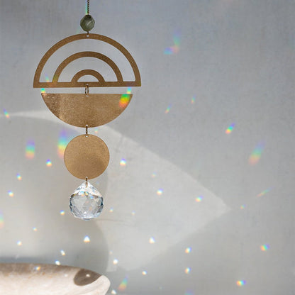 Crystal Suncatcher - Rainbow + Labradorite Lifestyle