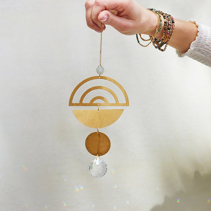 Crystal Suncatcher - Rainbow + Labradorite Lifestyle