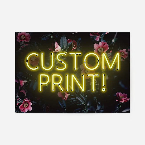 Custom Yellow Neon Sign Floral Background Print