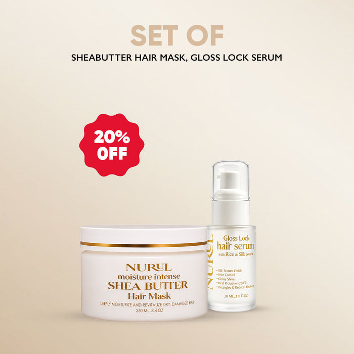 Cuticle Repair Duo: Shea Butter Hair Mask & Gloss Lock Hair Serum