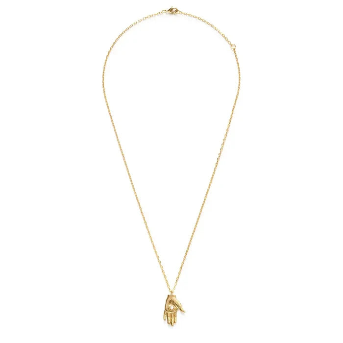 Czech Crystal Mystic Hand 14K Gold Plated Necklace