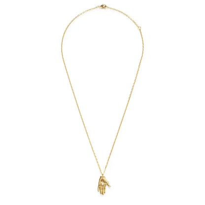 Czech Crystal Mystic Hand 14K Gold Plated Necklace