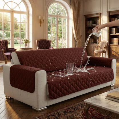 Dark Brown Waterproof Quilted Sofa Cover