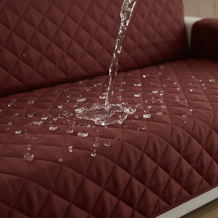 Dark Brown Waterproof Quilted Sofa Cover