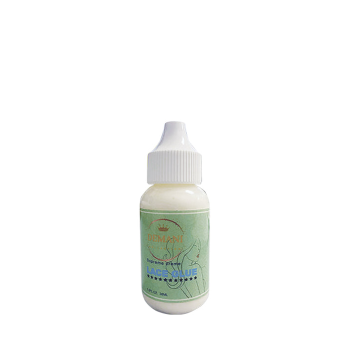 DEMANI lace wig glue for sensitive skin small white squeeze bottle with green label for secure lace wig hold