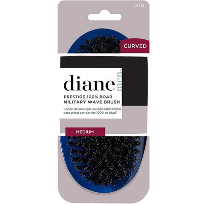 DIANE CURVED PRESTIGE 100% BOAR MILITARY WAVE BRUSH - BLUE / MEDIUM # D1722 - Palms Fashion Inc.